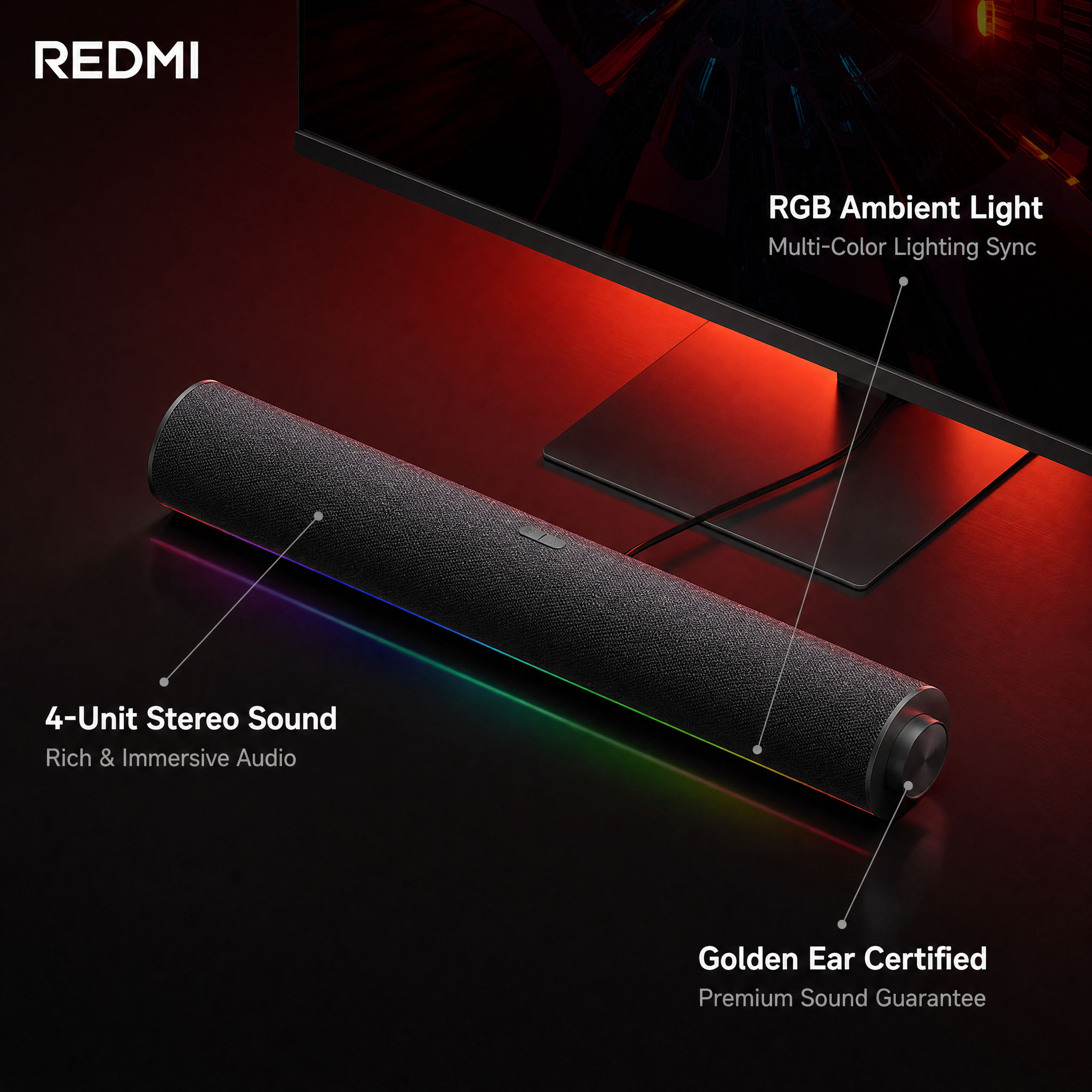 Rgb Computer Soundbar For Pc - Original Xiaomi Redmi PC Speaker Wired