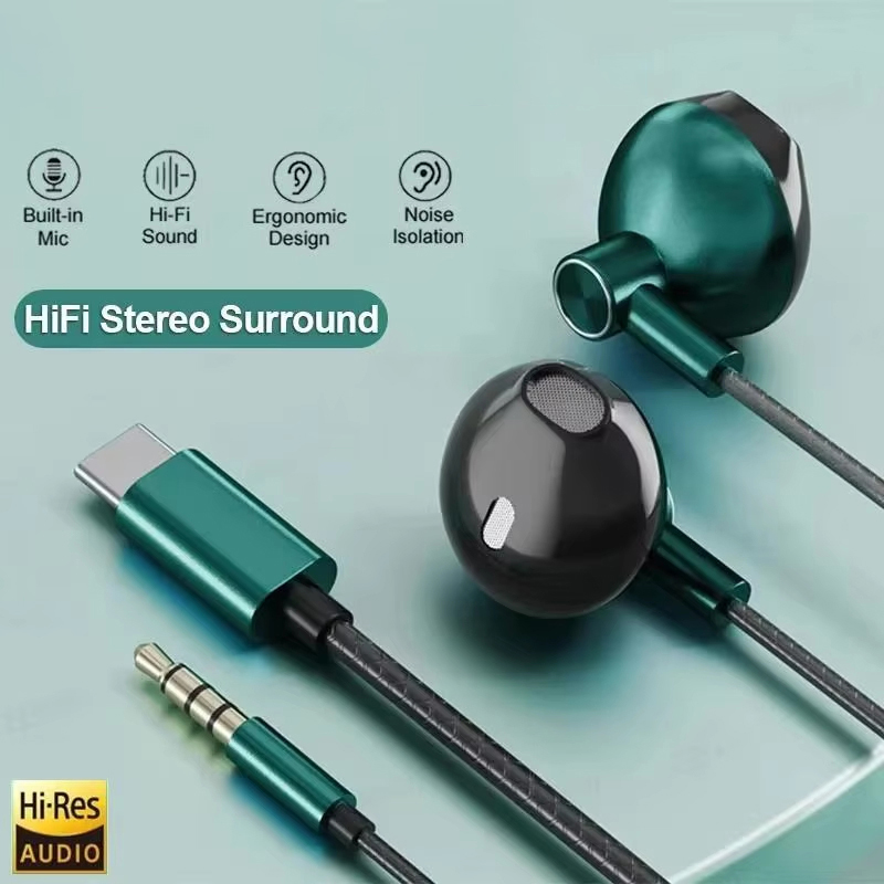 Type C 3.5mm HIFI Stereo Wired - đánh giá và giá Type C Wired Earphones With Mic
