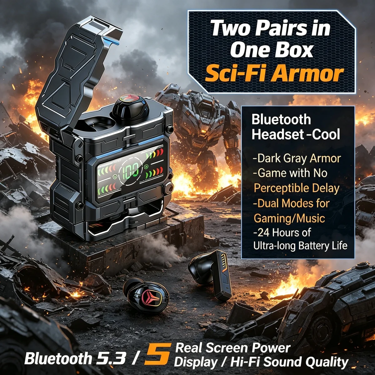 Mecha TWS Bluetooth 5.3 Gaming - đánh giá và giá Gaming Headset With Mic Rgb
