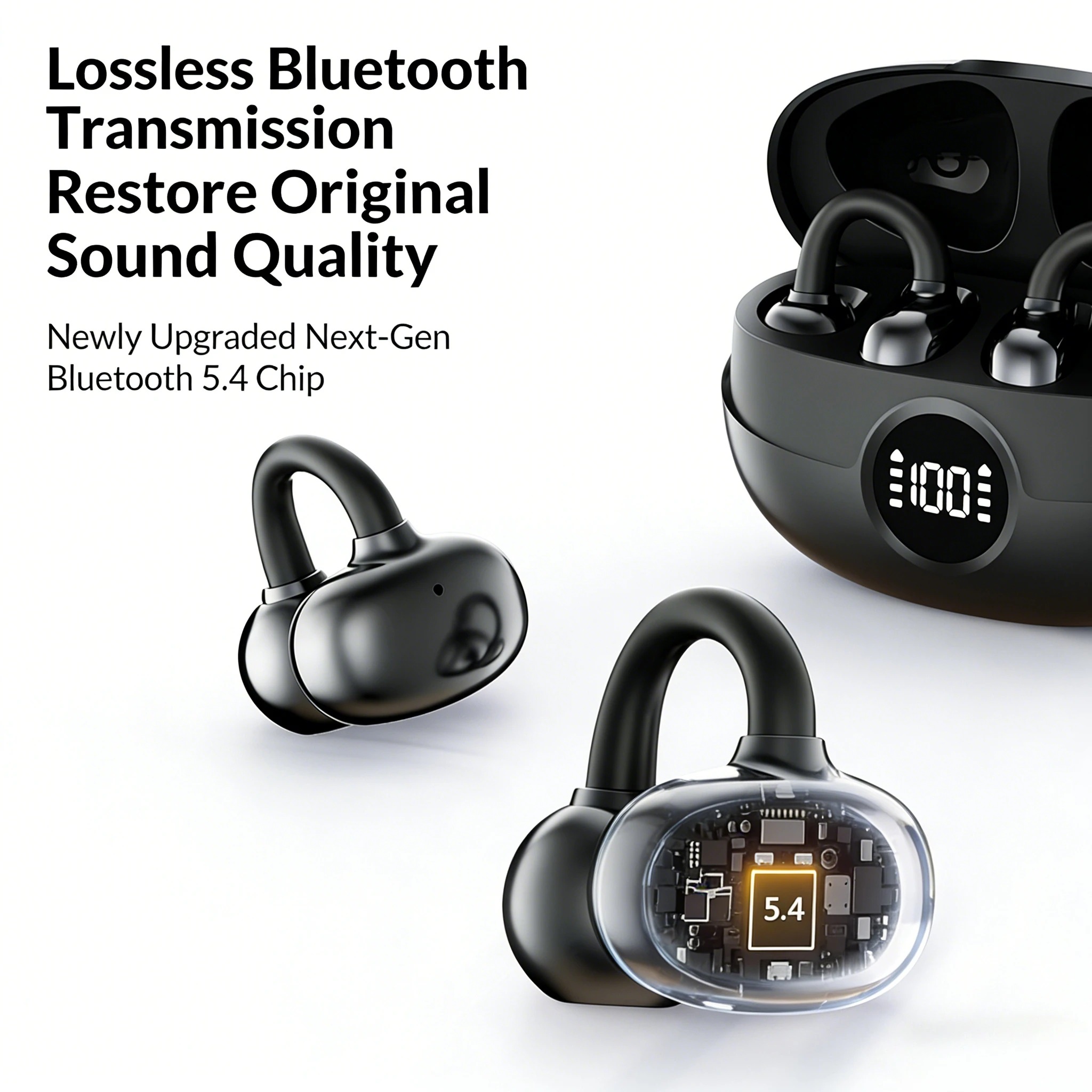 Wireless Clip‑On Earphones,  D - đánh giá và giá Open Ear Air Conduction Headphones